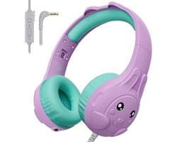 Koptelefoon kinderen met draad - Kinderkoptelefoon - Bedrade hoofdtelefoon - Veilig volume - School - Tablet - Laptop - Reizen - Muziek luisteren