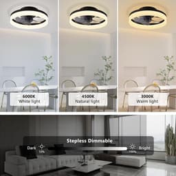 Stille Plafondventilator met Afstandsbediening en Dimbaar Licht – Voorjaar, Zomer, Herfst en Winter, 6 Snelheden, 40 cm — thumbnail 5