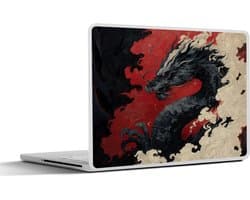 Laptop sticker - 10.1 inch - Zwarte draak - Rookwolken - Rood - 25x18cm - Laptopstickers - Laptop skin - Cover