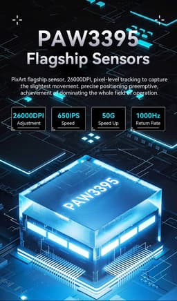 Attack Shark X3 draadloze gaming muis PAW3395, superlicht 49 g, 26.000 DPI, tri mode 2.4G Bluetooth en USB C, 200 uur batterij, programmeerbare knoppen — thumbnail 4