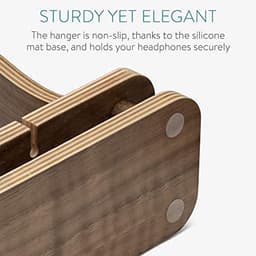 Universele houten hoofdtelefoonstandaard met kabelhouder - Stijlvolle en functionele accessoires voor je bureau — thumbnail 3
