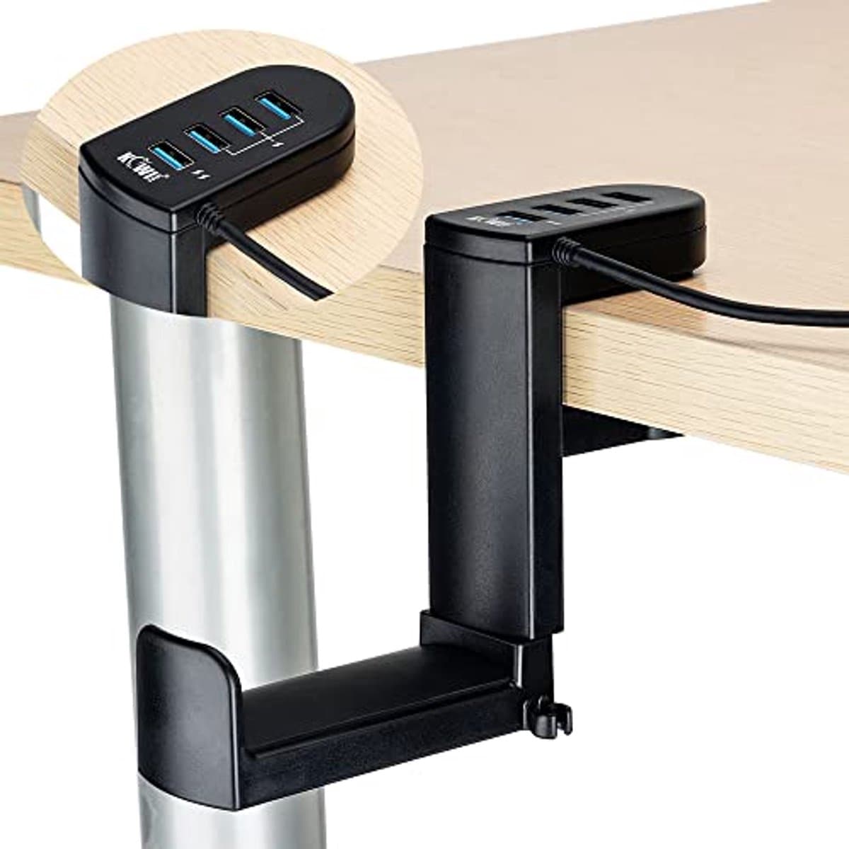 Hoofdtelefoonstandaard met 360° Draaibare Haak en Verstelbare Veerklem, USB 3.0 & USB 2.0 Hubs — afbeelding 1