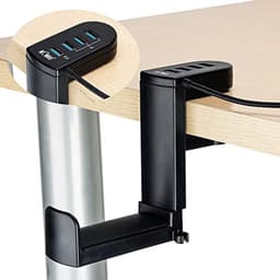 Hoofdtelefoonstandaard met 360° Draaibare Haak en Verstelbare Veerklem, USB 3.0 & USB 2.0 Hubs — thumbnail 1