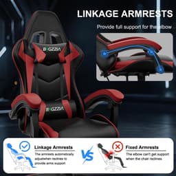 Bigzzia Gamingstoel met Bluetooth-luidspreker - Gamingstoel met lendensteun - Verstelbare en draaibare bureaustoel met een draagvermogen van 150 kg - Volwassenen Kinderen — thumbnail 3