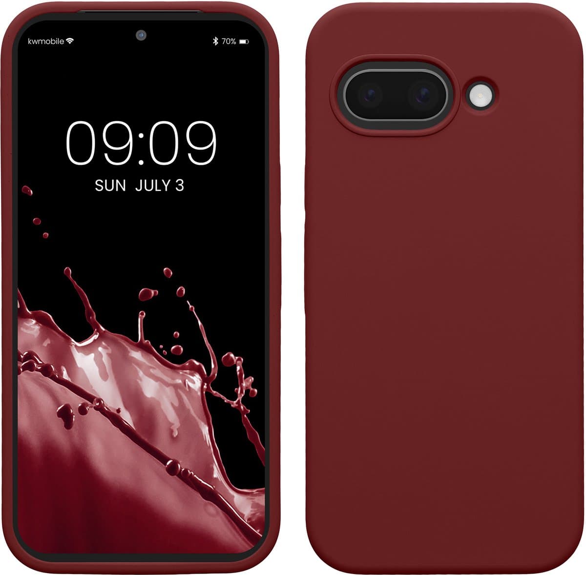 kwmobile telefoonhoesje geschikt voor Google Pixel 9a - Hoesje met siliconen coating - Smartphone case in wijnrood — afbeelding 1