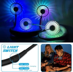 Draagbare Nekventilator met LED Licht - Ultrazacht en Stil 3 Snelheden voor Buiten en Binnen — thumbnail 2