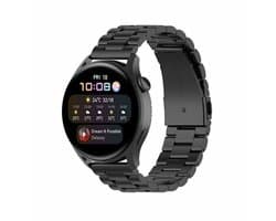 By Qubix - Geschikt voor Garmin bandje - Geschikt voor Garmin Venu 4 - 45mm - Stalen schakelband - Zwart - Smartwatch bandje 22mm