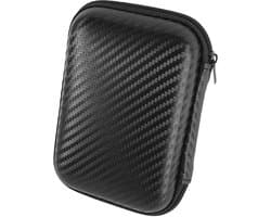 Behuizing voor externe harde schijf van 2,5 inch, draagbare SSD-behuizing, tas met gaasvak, harde EVA-beschermhoes (zwart)