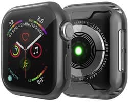 By Qubix - Siliconen case (volledig beschermd) 44mm - Zwart - Geschikt voor Apple watch 44mm hoesje - screenprotector - Bescherming iWatch - Bescherm hoesje