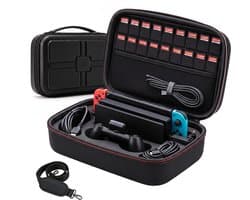 Fokelyi Case Geschikt voor Nintendo Switch OLED - Grote Opbergtas Voor Console & Controllers - Opbergtas Voor Alle Accessoires- Waterdicht & Schokbestendig - Hoesje Zwart