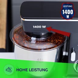 Keukenmachine 4,5 l - multifunctionele mixer - 1400 W - twee kommen en drie gardes - ShopVlot — thumbnail 5