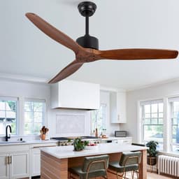 Plafondventilator 52 inch - Zonder verlichting - Met afstandsbediening - Zes snelheden met geheugen - Drie massief houten bladen - Omkeerfunctie — thumbnail 3