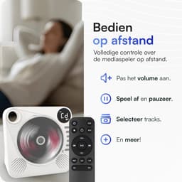 Retro CD Speler met Bluetooth - Draagbare CD Speler met HiFi Speakers - USB - AUX - Oplaadbaar - Vintage Muziekspeler Wit — thumbnail 4