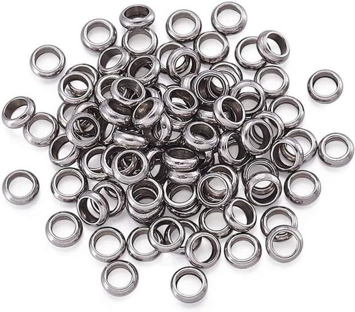 100 stuks roestvrijstalen ringafstandskralen van 4 x 15 mm met 2 mm gat, metalen stopkralen voor sieraden maken, duurzaam en stevig materiaal — afbeelding 1