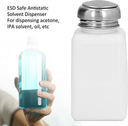 200ml Push Down Alcohol Dispenser Pomp Fles Methanol Container, ESD Veilige Anti Statische Solvent Dispenser met RVS Perskop voor Aceton, IPA Oplosmiddel (Wit) — thumbnail 3