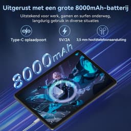 SnelShoppen - 11 Inch Tablet Android 16 met Gemini AI, T7250 Octa-Core, 32GB RAM, 128GB ROM, 16MP + 8MP Camera, 8000mAh, 1920x1200 IPS HD, Wi-Fi 5.8GH — thumbnail 4