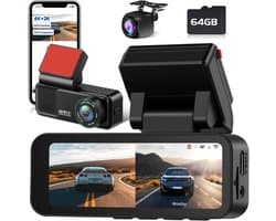 SnelShoppen - Dual Channel 4K Dashcam Auto met WiFi, GPS, ADAS, G Sensor, Nachtzicht en 64G Kaart - 24 Uur Parkeerbewaking