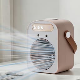 Geluidsarme Mobiele Airco en Luchtkoeler - Mini Airco Draagbare Ventilator met Waternevel - Tafelventilator voor Kantoor en Slaapkamer - 500ml & 1300mAh — thumbnail 2