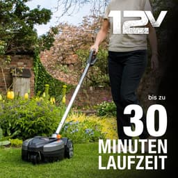 Accu Grasmaaier - Stadsmaaier Mulchmaaier - Klein Gazon Onderhoud - Draaibare Koppeling - 23 cm Snijbreedte - Zilver Zwart — thumbnail 2