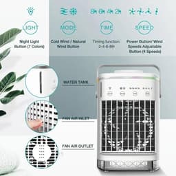 Draagbare 3-in-1 verdampingskoeler: Luchtkoeler voor binnen met 80°-oscillatie, timer van 12 uur, 3 standen, 3 snelheden en een watertank van 16 liter – geschikt voor slaapkamers, woningen, kantoren en keukens. — thumbnail 4