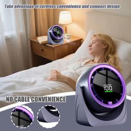Tafelventilator Draadloos - Stil Koelsysteem - Persoonlijke Verkoeling - Digitaal Display - 223 cm Hoog - Violet — thumbnail 3