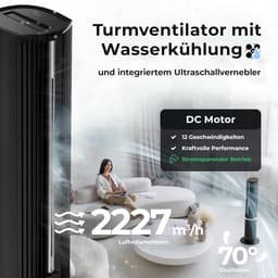 Mobiele Airco - Ventilator Luchtkoeler - Zomerse Koelte - Zonder Afvoerslang - 109 cm - Zwart — thumbnail 4