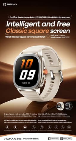 Remax WATCH33 - Smartwatch - AMOLED - IP68 - Vierkant scherm - Tarnish — thumbnail 3