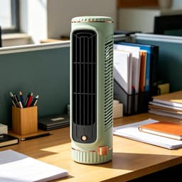 Mini torenventilator - Tafelventilator - Circulatieventilator - Drie windsnelheden - Geschikt voor slaapkamers, keukens en badkamers - Lichtgroen — thumbnail 2