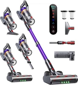 Draadloze Steelstofzuiger - Krachtige Stofzuiger - Huishouden Schoonmaken - 600W 50KPA Sterke Zuigkracht - Tot 65 Min Looptijd - Paars — thumbnail 1