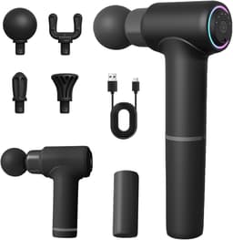 SnelShoppen - Massagepistool Draagbaar Massageapparaat 3200 tpm met Lange Steel en 4 Massagekoppen, 6 Snelheden, USB-C Opladen, Ontspannend Cadeau voo — thumbnail 1