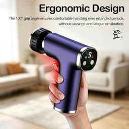 SnelShoppen - Lichaamsmassageapparaat met warmte- en koudefunctie, massagepistool, 9 massagekoppen, 9 intensiteitsniveaus, diepe weefseltherapie voor — thumbnail 4
