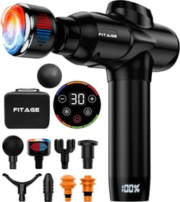 SnelShoppen - Massage Gun met Warmte- en Koudefunctie, 20 Instelbare Niveaus, Massagepistool voor Diepe Weefselmassage, 8 Opzetstukken - Schouders, Ru — thumbnail 1