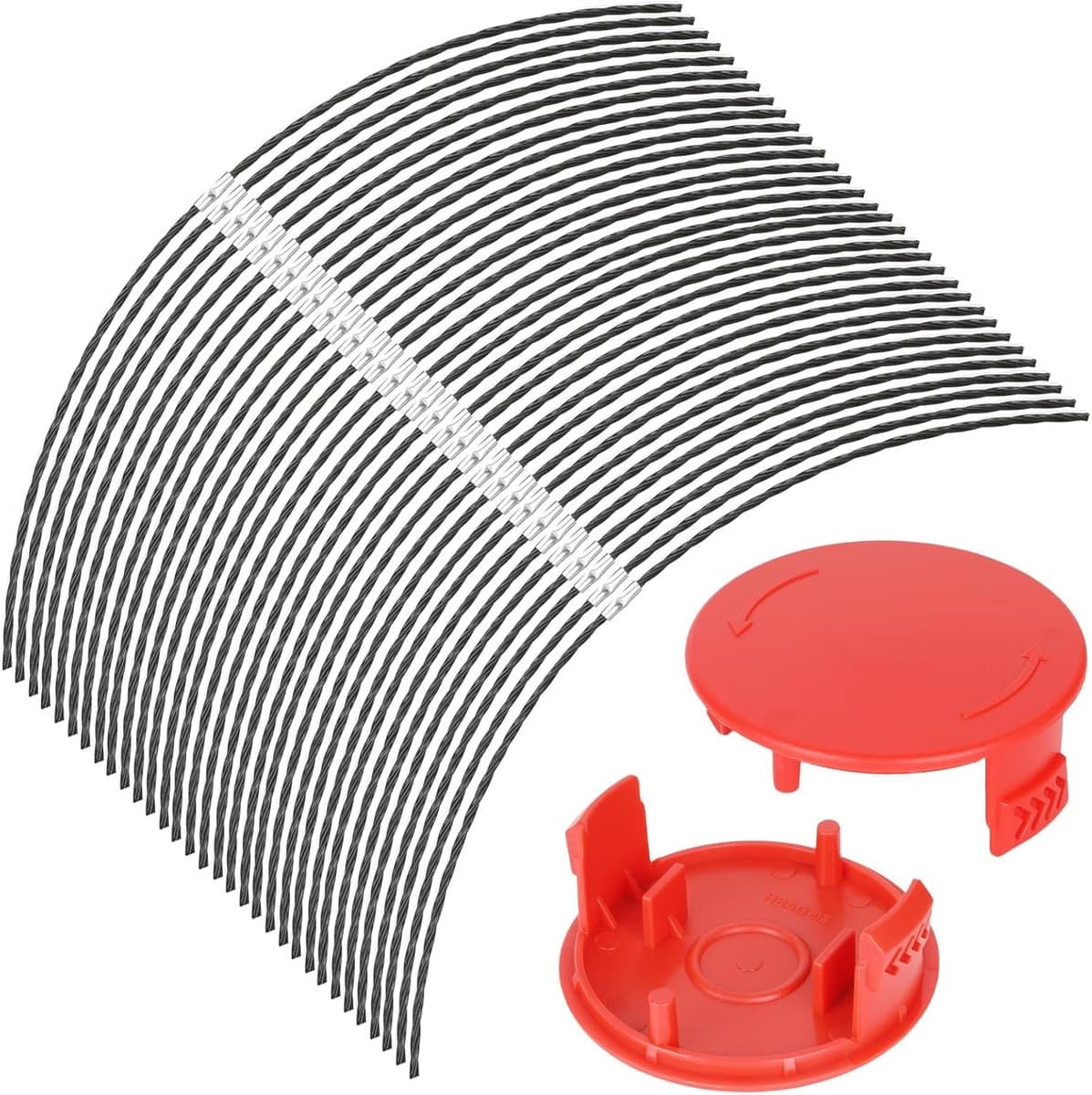 SnelShoppen - 32 Stuks Grasmaaier Trimmerdraad - Extra Sterke Draad - 37 cm Lengte - Ø 3,5 mm - Inclusief 2 Spoelafdekkingen - Geschikt voor Tuin en G — afbeelding 1