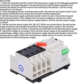 Intelligente automatische omschakelaar, 400V AC 4P 100A ATS automatische omschakelaar met dubbele omschakelaar voor draagbare elektrische groepen — thumbnail 3
