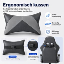 Boncy® Gaming Stoel - Comfortabele Gamestoel met Voetsteun - Game Chair Verstelbaar in Hoogte - 170° Verstelbare Rugleuning - Grijs / Zwart — thumbnail 5