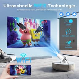 Mini Projector - Wit - 4K Ondersteuning - Android 14.0 - Voor Binnen en Buiten — thumbnail 4