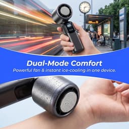Draagbare handventilator met USB en snelle turbomotor (18650-accu), 2400 mAh, 6 uur gebruiksduur | Oplaadbare mini-handventilator, 6 snelheidsstanden, led-display, lichtgewicht ontwerp – ideaal voor op reis, onderweg en buitenshuis（as） — thumbnail 5
