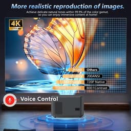 Beamer 4K - WiFi 6 - Bluetooth 5.4 - Ideaal voor thuis en kamperen - SnelShoppen — thumbnail 4