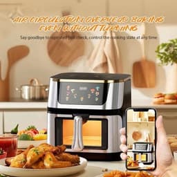 Airfryer - XXL – Heteluchtfriteuse – 2400W/2800W – 12L - RVS & Touchscreen – Multifunctionele Elektrische Friteuse - Olievrij Frituren - Zwart — thumbnail 1
