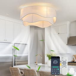 Moderne 19-inch plafondventilator - ABS-bladen - App- en afstandsbediening - Zes snelheden - Omkeerbare ventilatorstanden - Geschikt voor slaapkamer en babykamer — thumbnail 2
