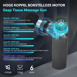 NIVA® Masage Gun - Spierpistool voor Krachtige Spierontspanning - Mini Massagepistool - Grijs - 14cm x 5cm x 9cm — thumbnail 3