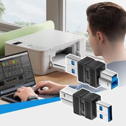 USB B Adapter - Converter Kabel - Apparaten Verbinden - Hoge Snelheid 5Gbps - 6.6 x 3.3 cm - Zwart — thumbnail 2