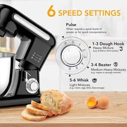 Deegmixer - Bakmachine Keuken - Thuis Bakken - Krachtige 1000W Motor - 3.5L Kom - Zilver — thumbnail 2
