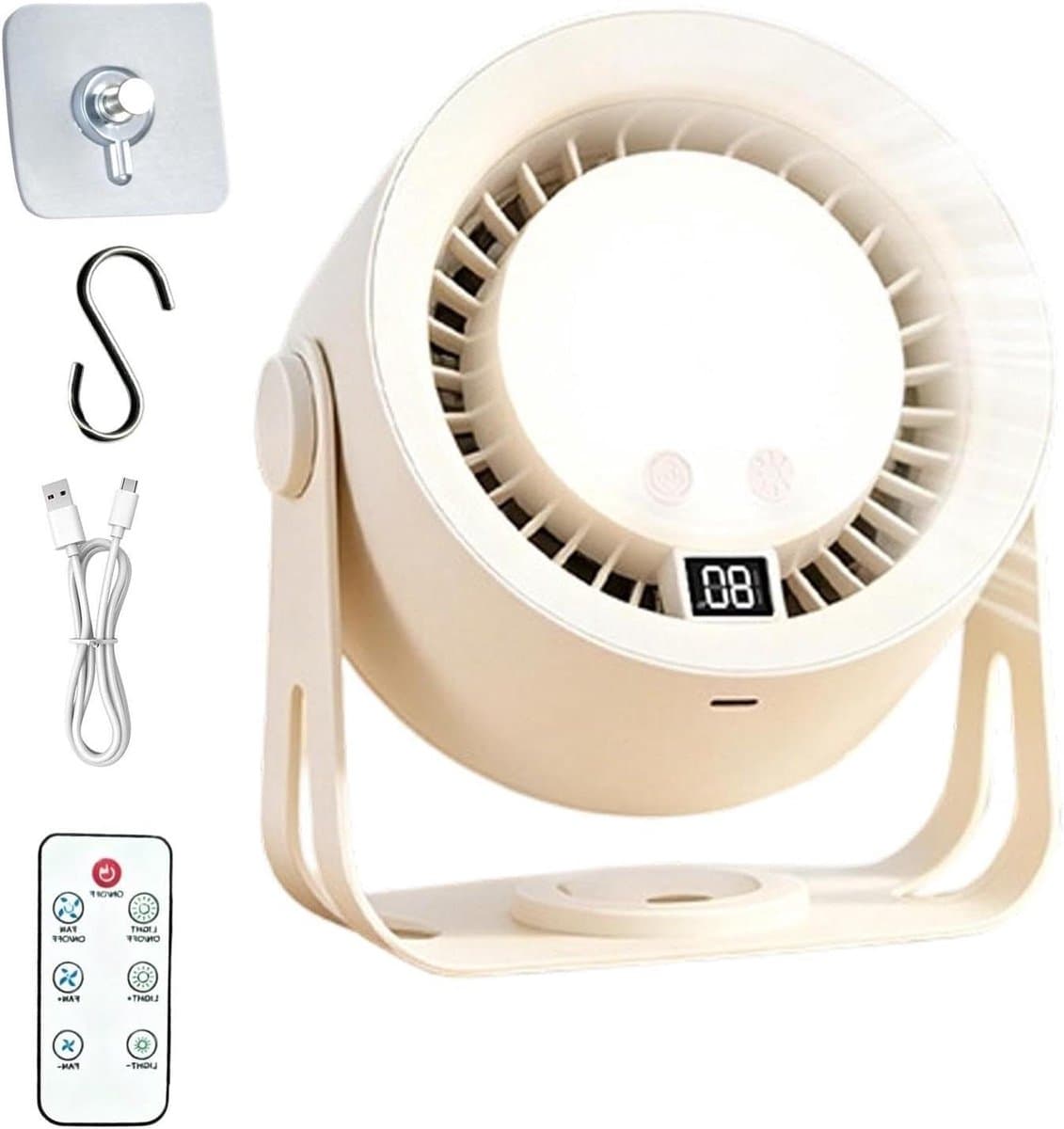 Desktop Ventilator - Bureauventilator Verstelbaar - Persoonlijke Verkoeling - 2-In-1 Oplaadbaar - 16 cm Hoog - Wit — afbeelding 1