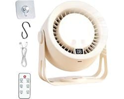 Desktop Ventilator - Bureauventilator Verstelbaar - Persoonlijke Verkoeling - 2-In-1 Oplaadbaar - 16 cm Hoog - Wit