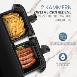 Heteluchtfriteuse XXL - Airfryer Dubbele Mand - Gezond Frituren - Dubbele Frituurmand - 10 Liter - Zwart — thumbnail 3