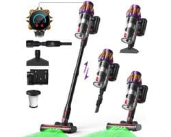 Lubluelu P6 Draadloze Steelstofzuiger 45Kpa- 5 in 1 Handstofzuiger - Zelfstaand Design - 50 Min Gebruikstijd - Verwijderbare Batterij- Anti-klit Borstel - HEPA-filter - LED-koplampen