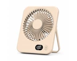 Oplaadbare USB-C Tafelventilator met LED Display, Vouwbaar en Stil, 180° Verstelbare Mini Ventilator voor Kantoor en Thuisgebruik, 2000mAh Accu - Bruin — afbeelding 1