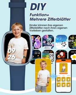 FOSMET Smartwatch Kinderen - Met Telefoonfunctie - 1,5 Inch Display - IP68 Waterdicht - 20 Sportmodi - Hartslagmeter - Slaapmonitor - Stappenteller - Wekker - Oproepfunctie - SOS Knop - Compatibel met iOS/Android - Cadeau voor Kinderen - Jongen — thumbnail 3