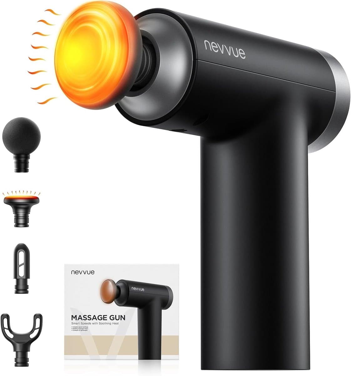 Mini massagepistool - Zwart - Krachtig Massageapparaat met Verwarming - Voor Spierontspanning en Herstel — afbeelding 1